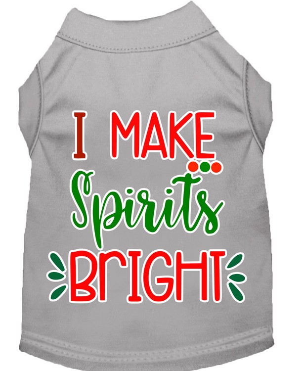 I Make Spirits Bright Screen Print Dog Shirt Grey XS